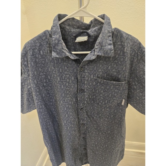 Columbia Sportswear Men's L Blue Novelty Camp Graphics Short Sleeve Button Shirt - Picture 1 of 9